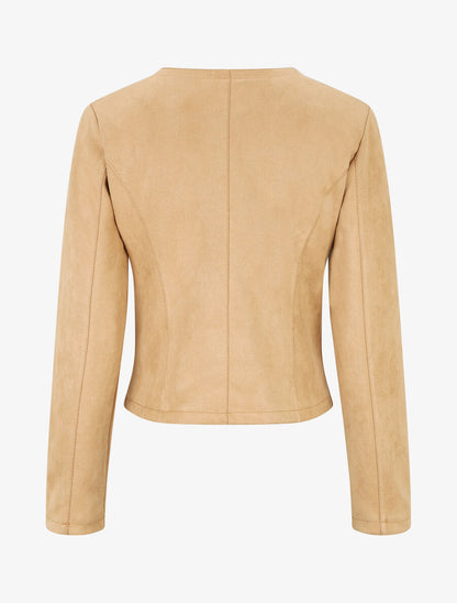 Veste zippée en suédine - Beige - 2