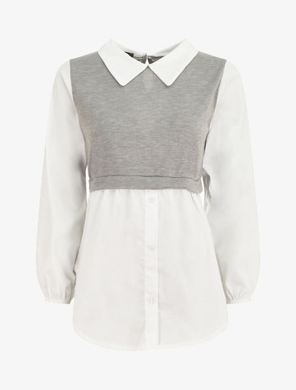 Pull à chemise en trompe l&