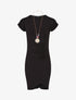 Robe froncée unie manches courtes - Noir - 1