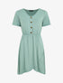 Robe boutonnée unie manches courtes - Bleu clair - 5