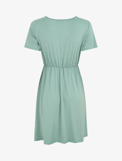 Robe boutonnée unie manches courtes - Bleu clair - 2