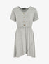 Robe boutonnée unie manches courtes - Gris chiné - 1