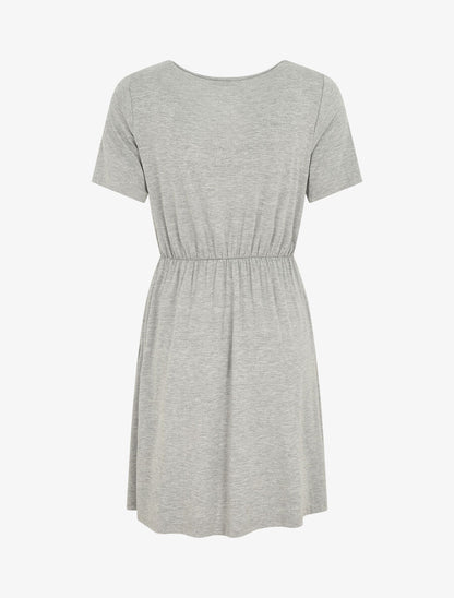 Robe boutonnée unie manches courtes - Gris chiné - 2