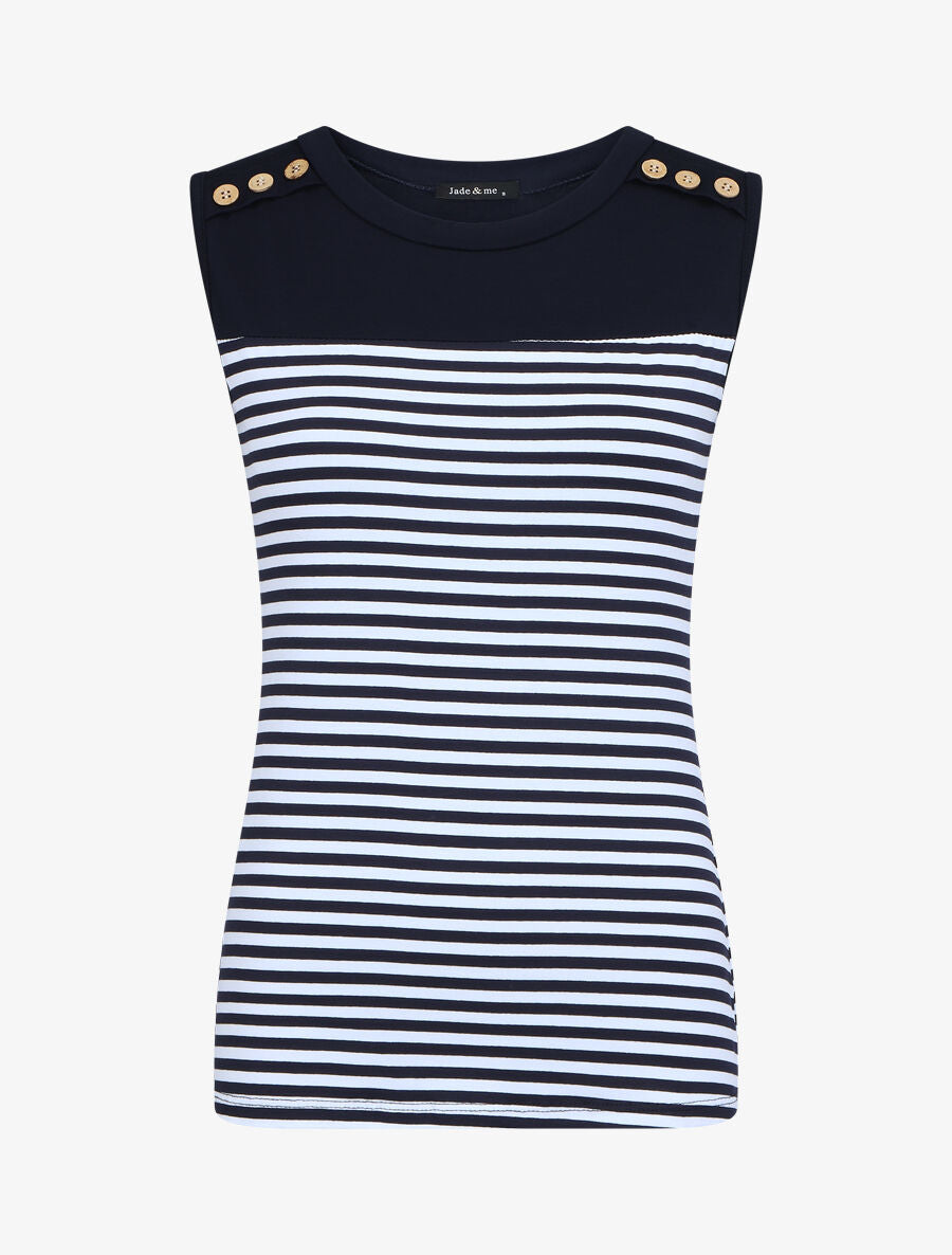 Top à imprimé style marinière - Marine - 5