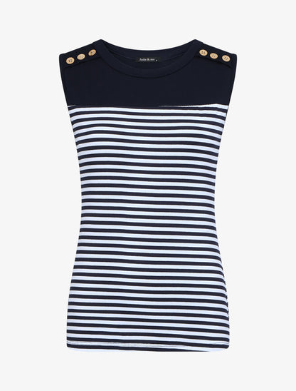 Top à imprimé style marinière - Marine - 5