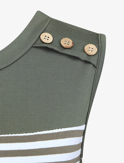 Top à imprimé style marinière - Kaki - 3
