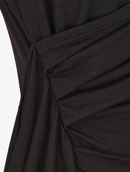 Top sans manches uni drapé - Noir - 3