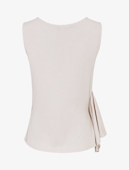 Top sans manches uni drapé - Beige clair - 2