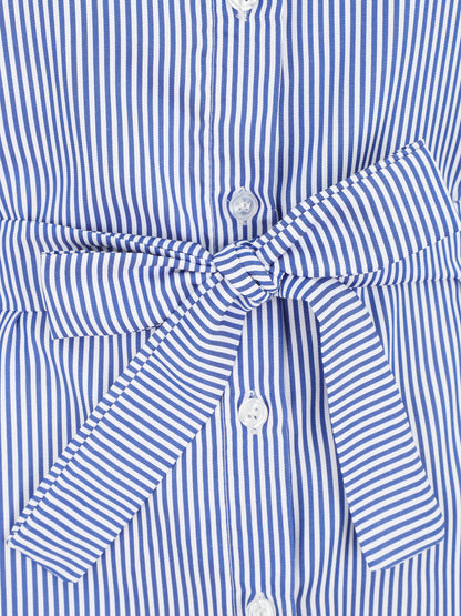 Robe chemise rayée manches courtes - Bleu - 3