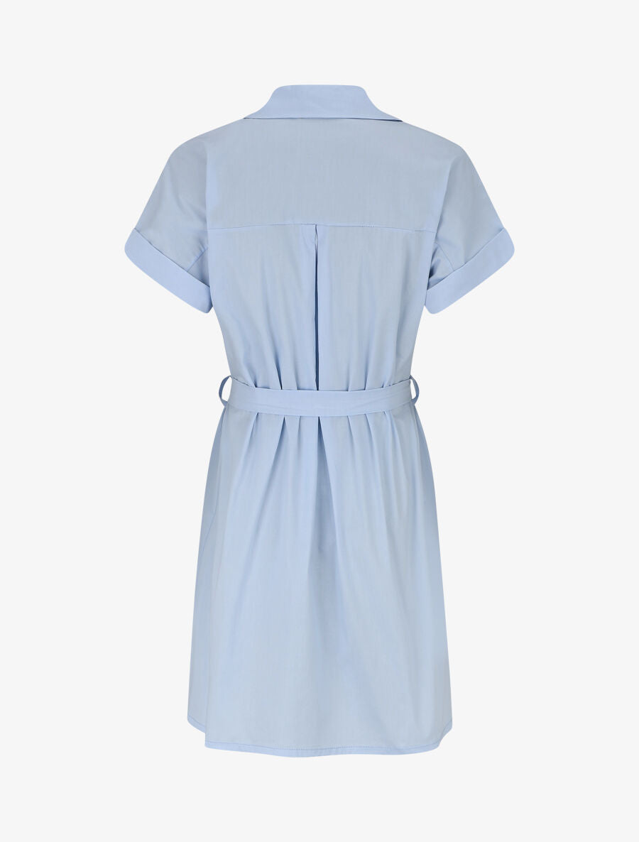 Robe chemise courte unie manches courtes - Bleu clair - 2