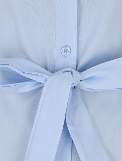 Robe chemise courte unie manches courtes - Bleu clair - 3