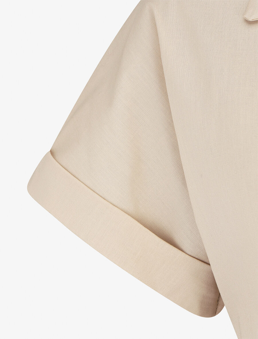 Robe chemise courte unie manches courtes - Beige - 3