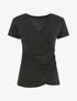 Top manches courtes uni col cache-coeur - Noir - 1