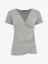 Top manches courtes uni col cache-coeur - Gris - 1