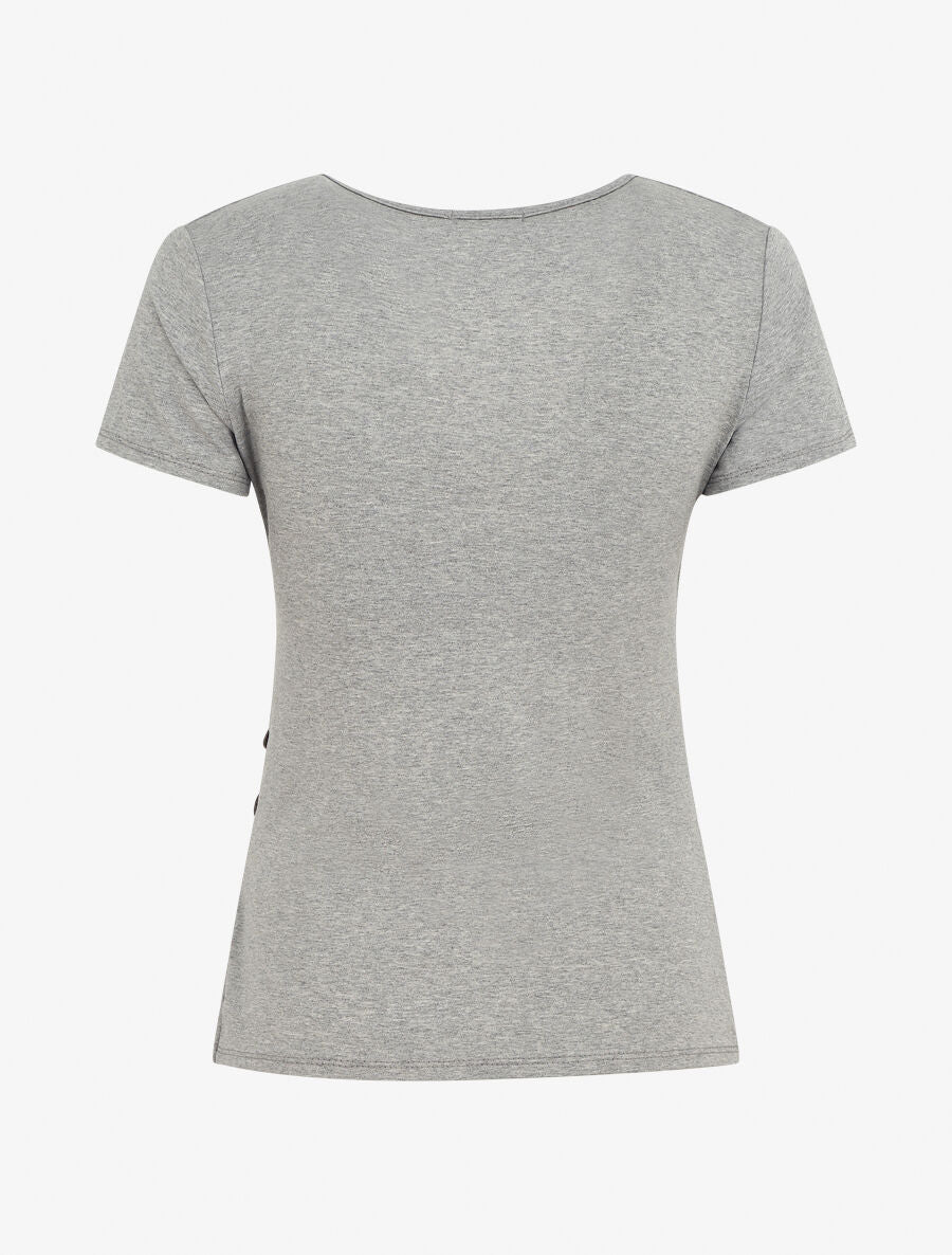 Top manches courtes uni col cache-coeur - Gris - 2