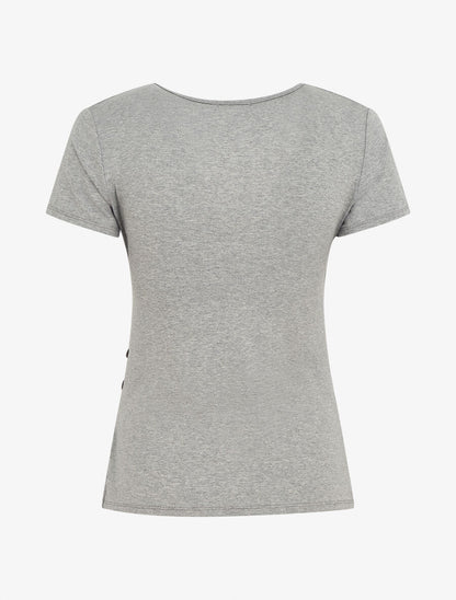 Top manches courtes uni col cache-coeur - Gris - 2