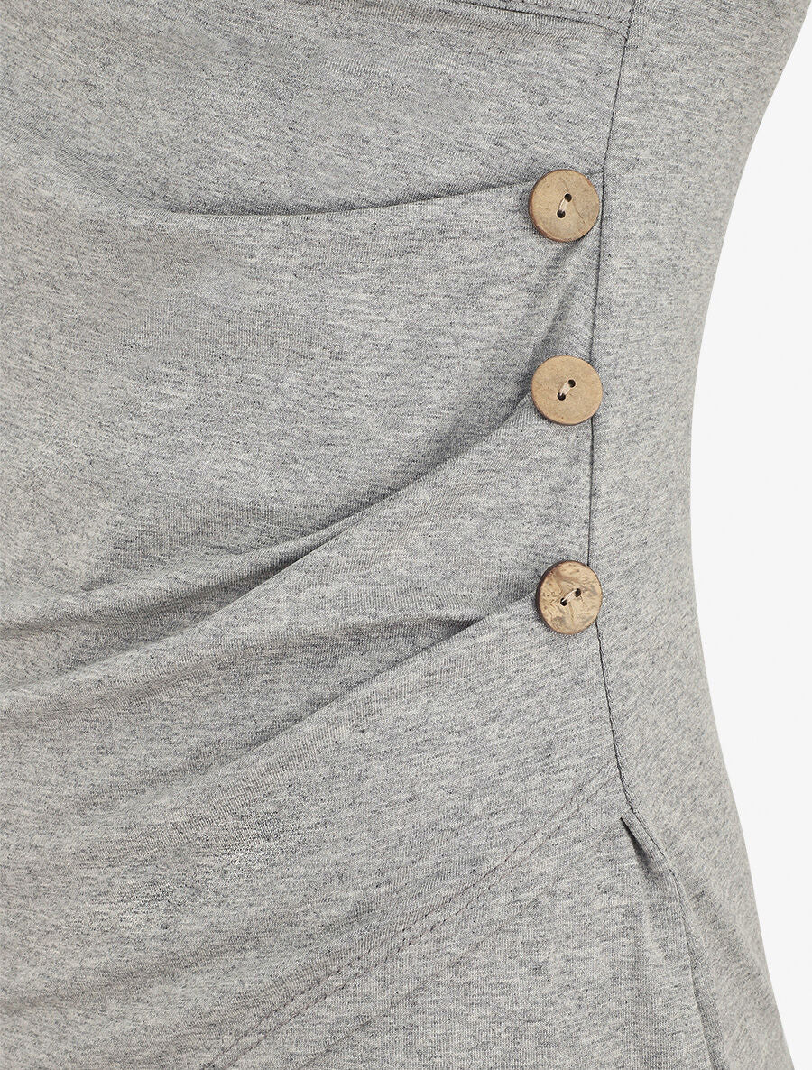 Top manches courtes uni col cache-coeur - Gris - 3