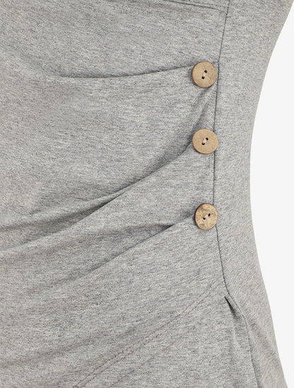 Top manches courtes uni col cache-coeur - Gris - 3