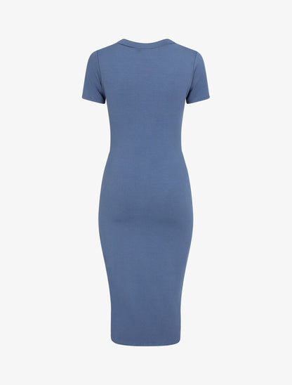 Robe longue style portefeuille - Bleu - 2