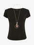 T-shirt uni manches courtes à boutons - Noir - 4