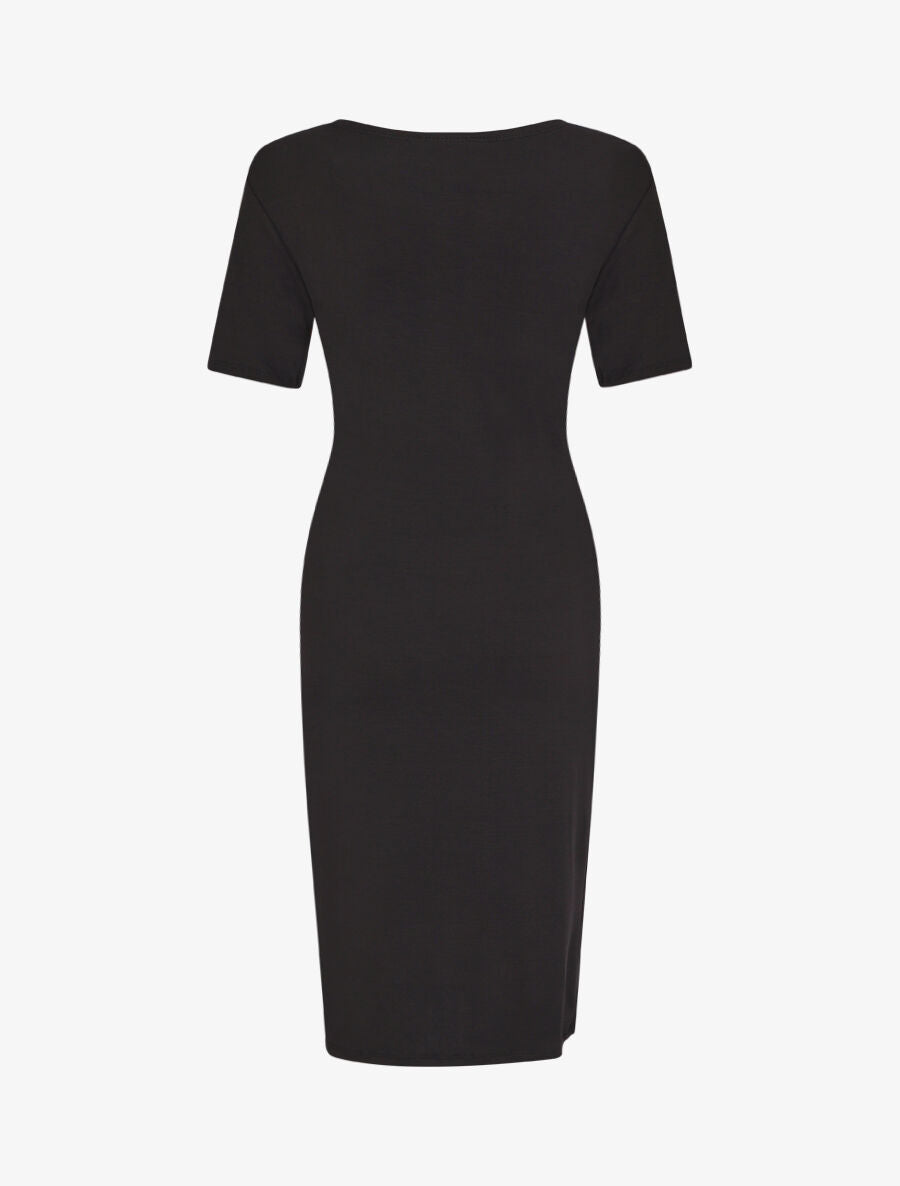Robe portefeuille fendue manches courtes - Noir - 2