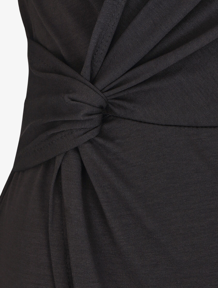 Robe portefeuille fendue manches courtes - Noir - 3