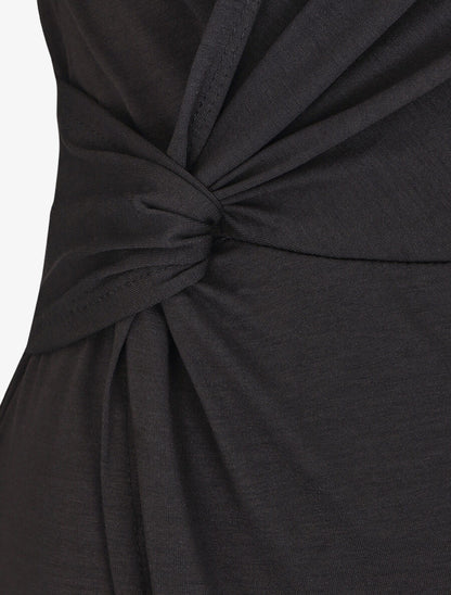 Robe portefeuille fendue manches courtes - Noir - 3