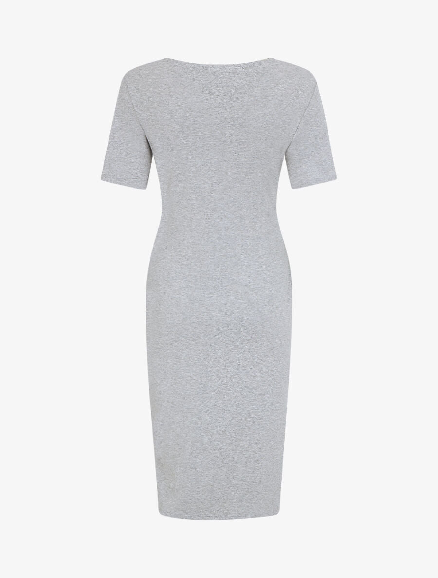 Robe portefeuille fendue manches courtes - Gris chiné - 2