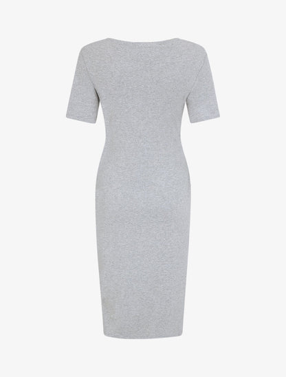 Robe portefeuille fendue manches courtes - Gris chiné - 2