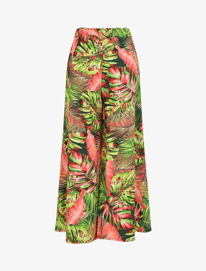 Pantalon ample imprimé tropical - Vert - 2