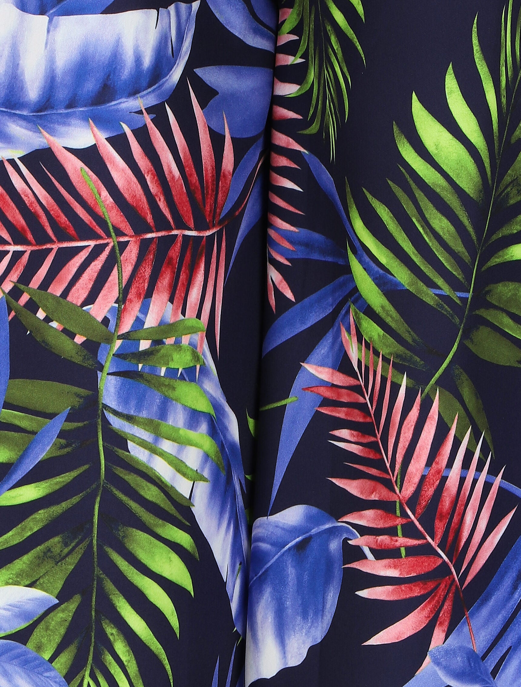 Pantalon ample imprimé tropique - Marine - 3