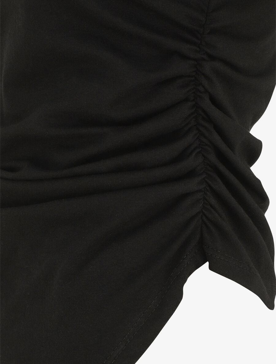 T-shirt asymétrique uni manches courtes - Noir - 3