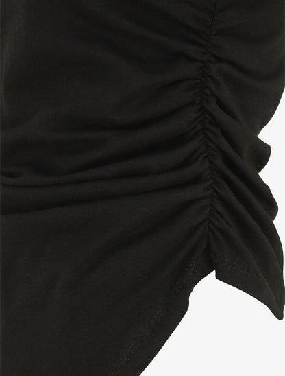 T-shirt asymétrique uni manches courtes - Noir - 3