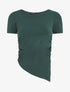 T-shirt asymétrique uni manches courtes - Vert foncé - 1