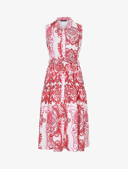 Robe longue évasée à imprimé fleuri - Rouge - 1