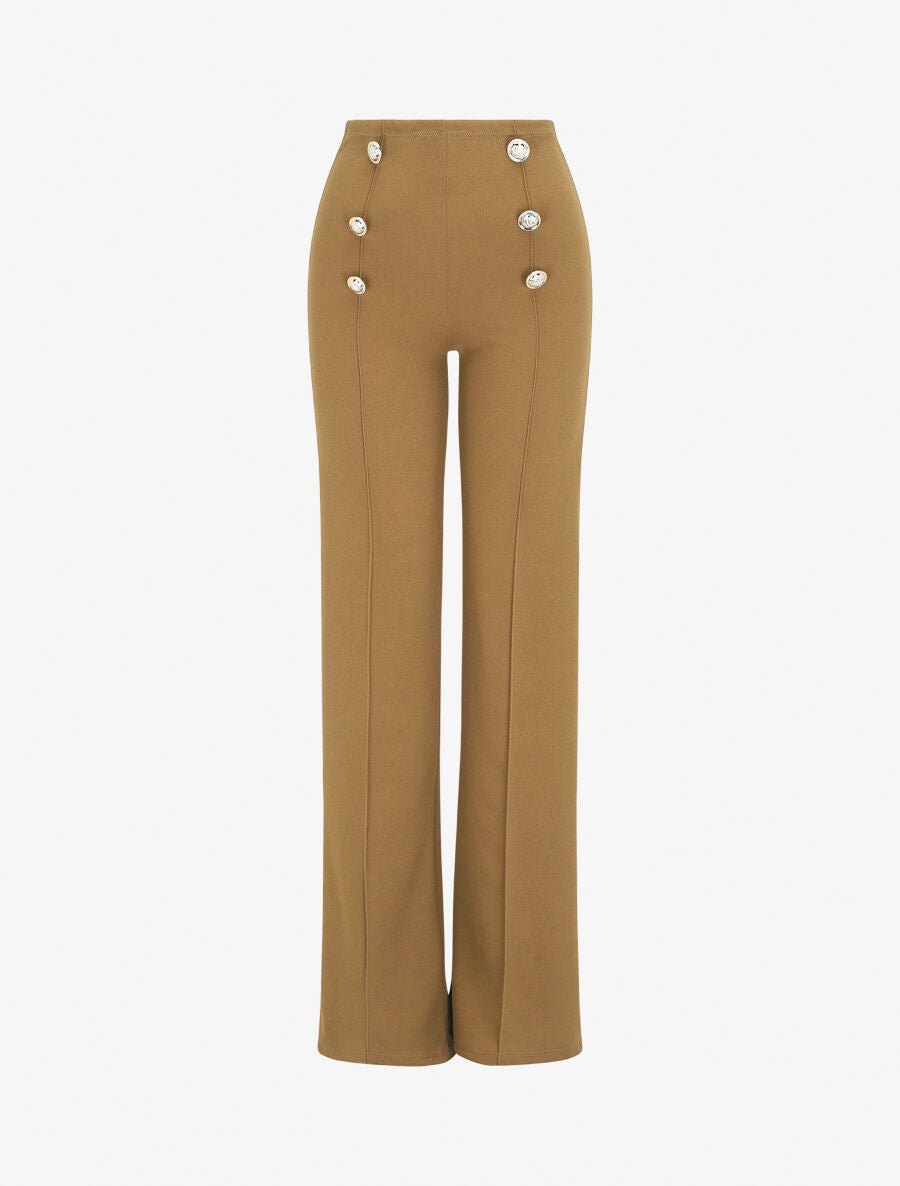 Pantalon long uni à taille haute - Camel - 5