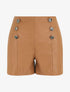 Short en simili taille haute boutonnée - Camel - 1