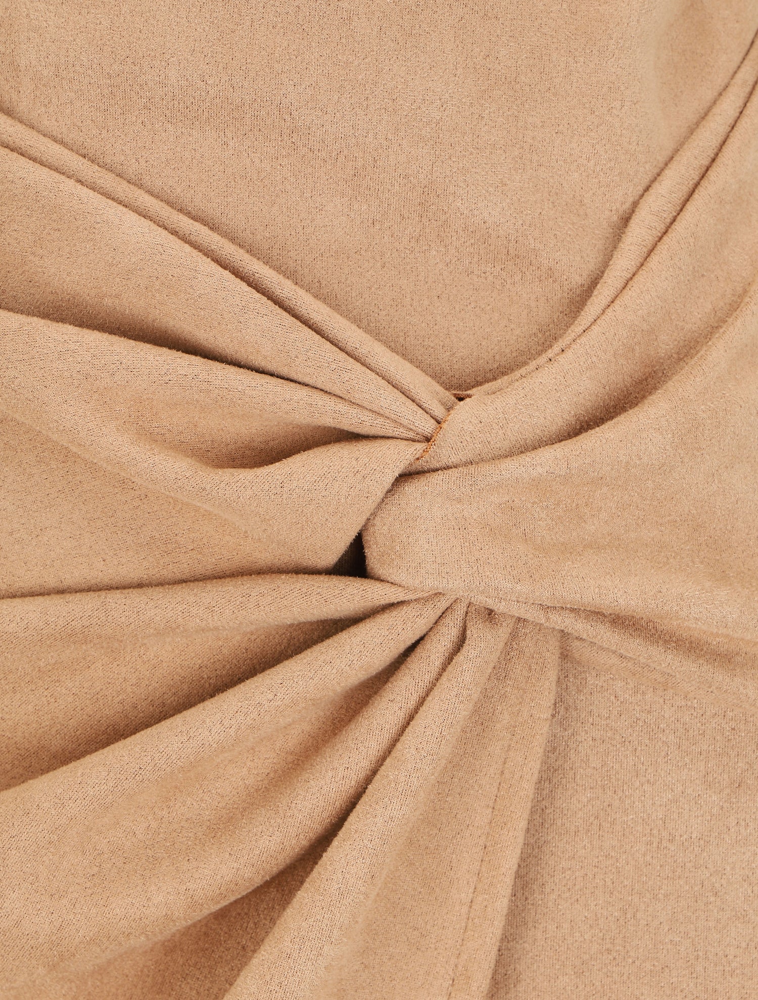 Jupe courte drapée en suédine - Beige - 3