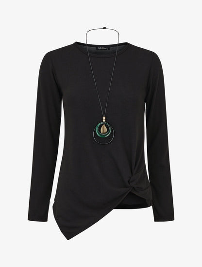 Pull fin uni à bas asymétrique - Noir - 4