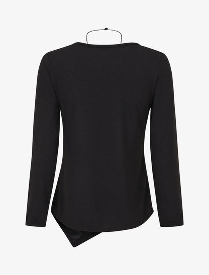 Pull fin uni à bas asymétrique - Noir - 2