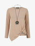 Pull fin uni à bas asymétrique - Beige - 5