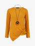 Pull fin uni à bas asymétrique - Jaune moutarde - 1