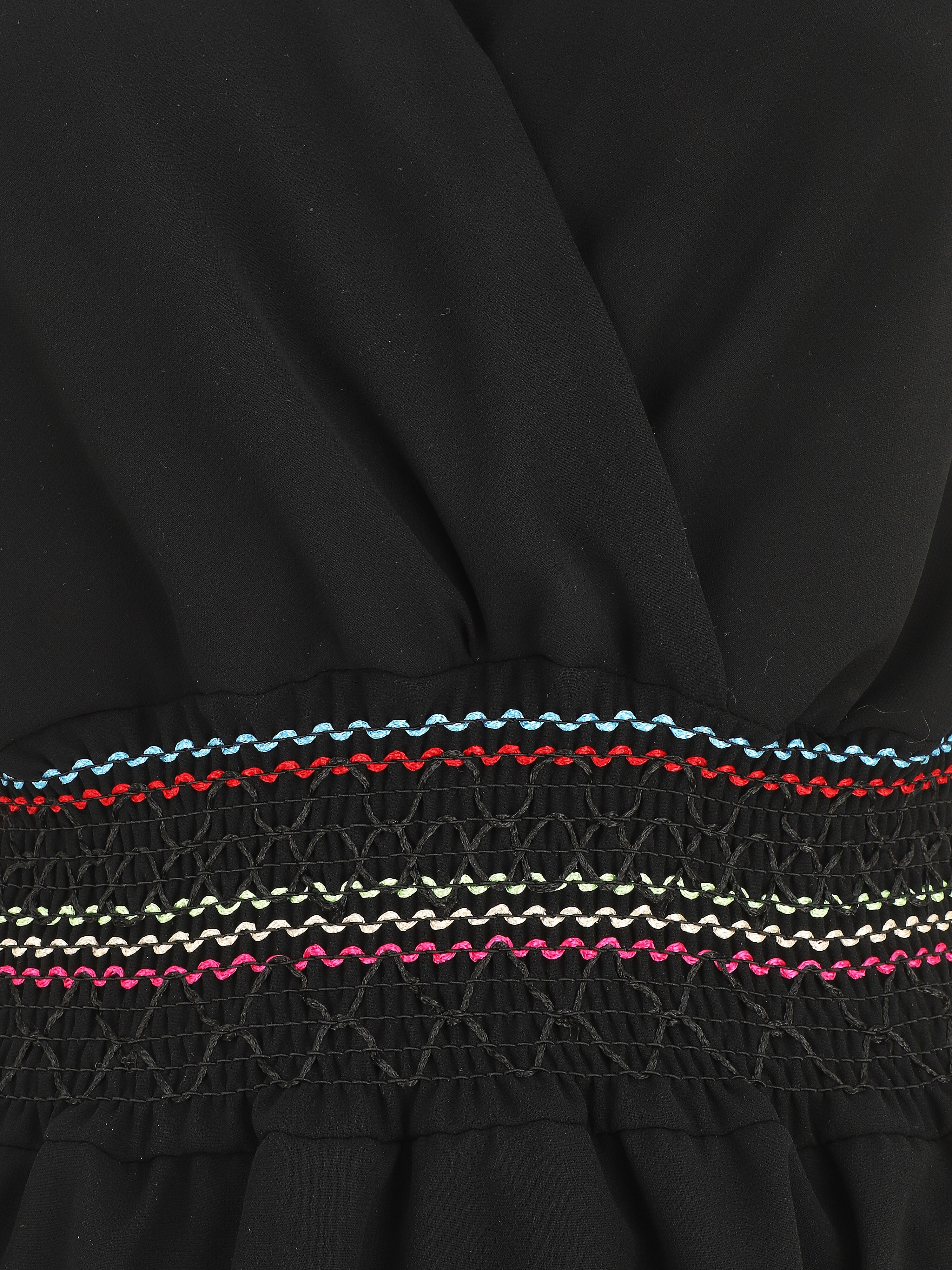 Robe mi-longue sans manches taille élastiquée stylisée - Noir - 3