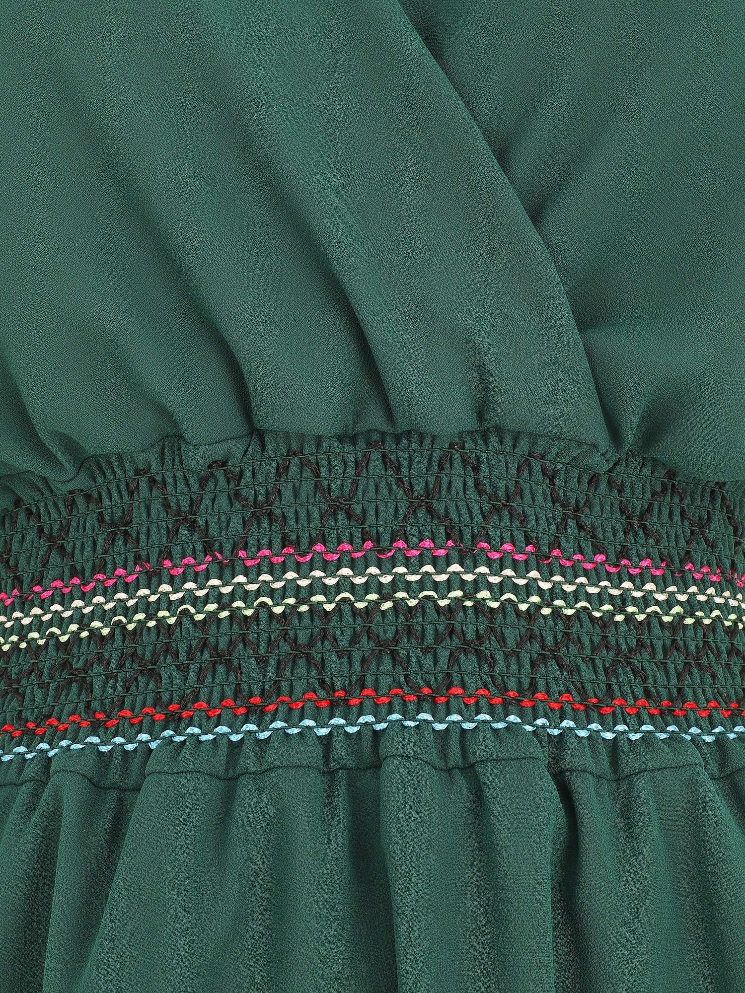 Robe mi-longue sans manches taille élastiquée stylisée - Vert - 3