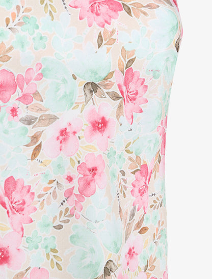 Top satiné à dos nu et imprimé floral style aquarelle - Beige - 3