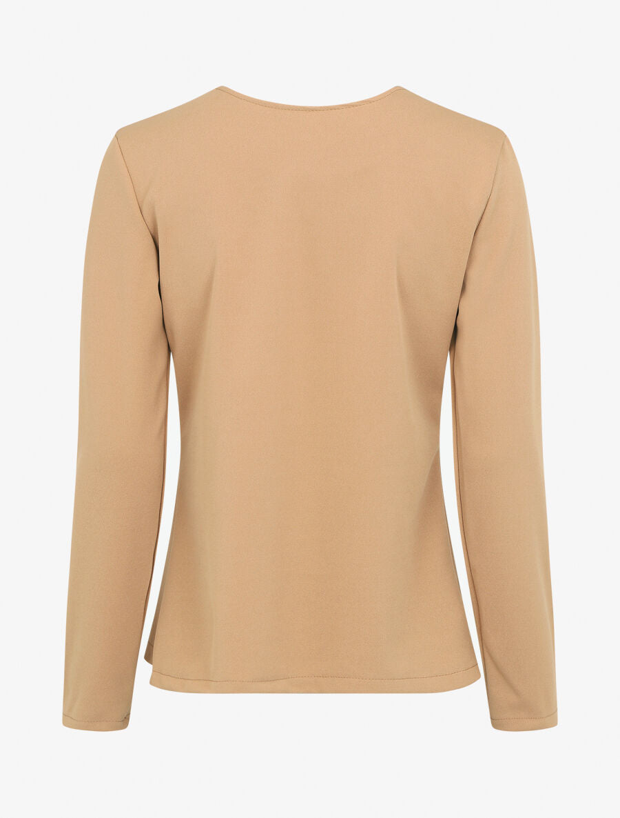Veste droite boutonnée unie - Camel - 2