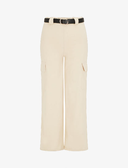 Pantalon fluide style cargo - Beige - 5