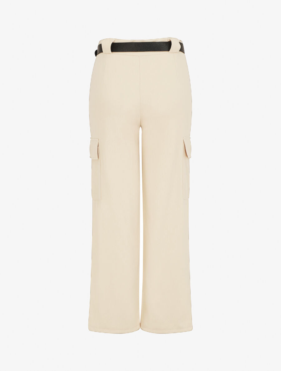 Pantalon fluide style cargo - Beige - 2