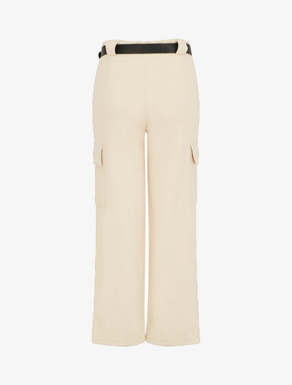 Pantalon fluide style cargo - Beige - 2