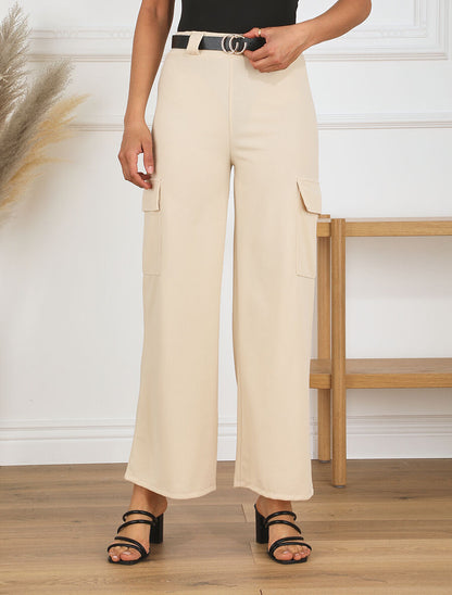 Pantalon fluide style cargo - Beige - 4